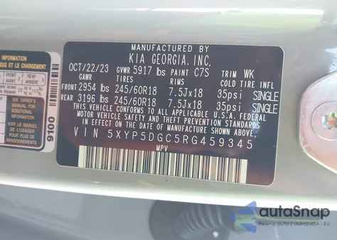 2024 Kia Telluride Sx Prestige X-Pro z USA, uszkodzony, nr VIN 5XYP5DGC5RG459345